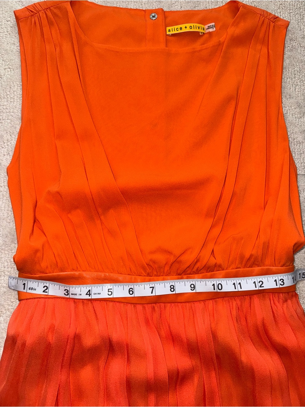 Alice+Olivia by Stacey Bendet Leather Waist Soft Orange Maxi Dress/ Gown/6/NWT - Picture 6 of 17